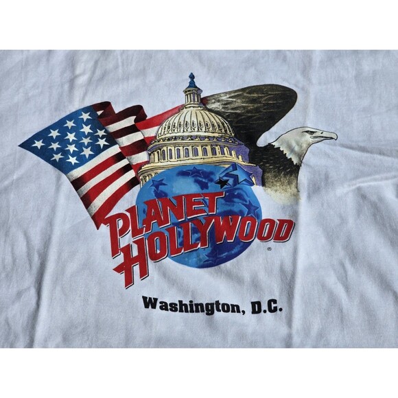 Vtg  Planet Hollywood Washington DC  White Mens Graphic Logo Tshirt XL NWOT NOS - Picture 1 of 11